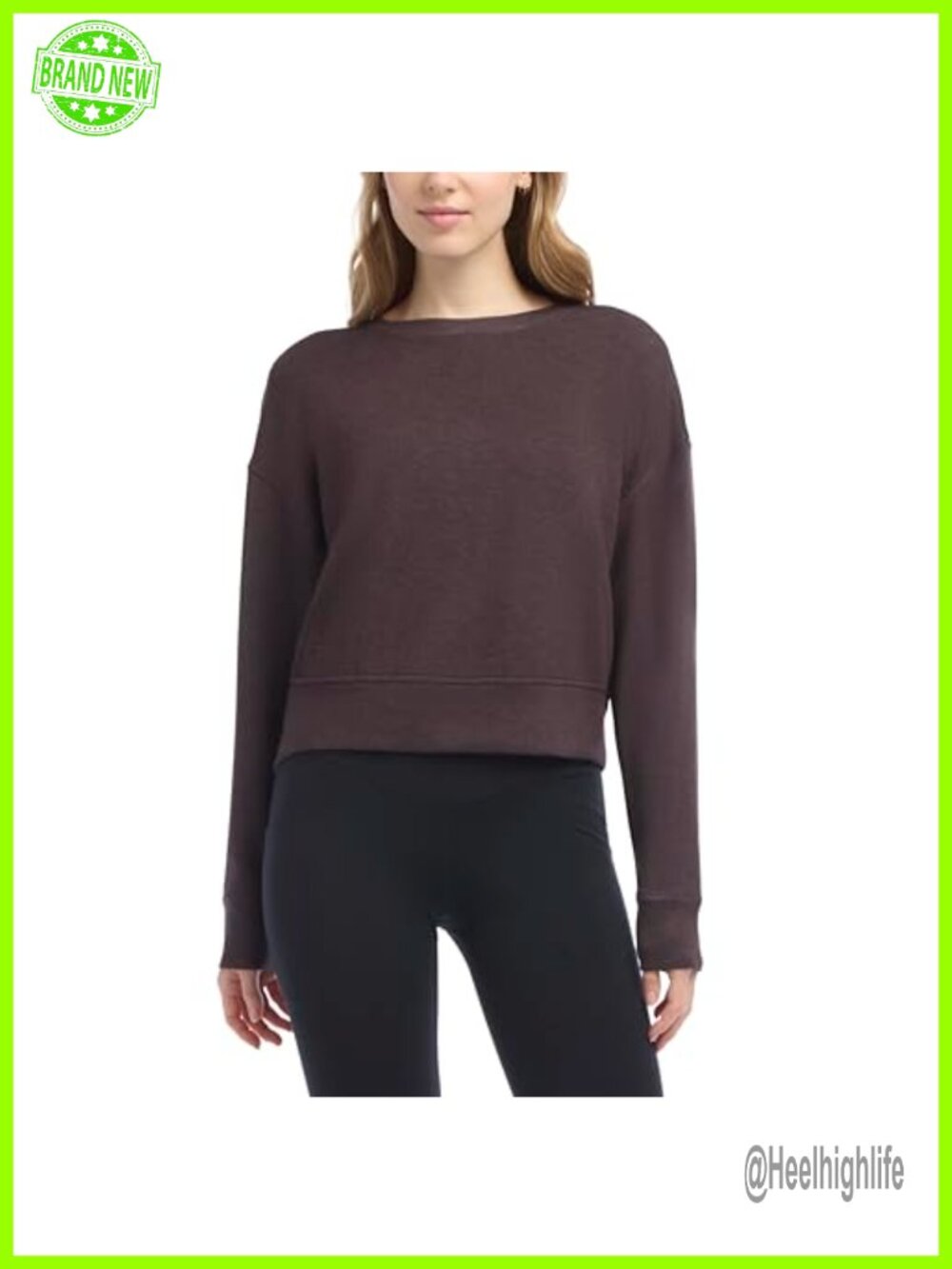 Women's Cropped Luxe Crew Neck Sweatshirt Rayon Blend Pullover